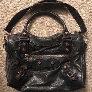 RARE Balenciaga Anthracite Rose Gold City Bag